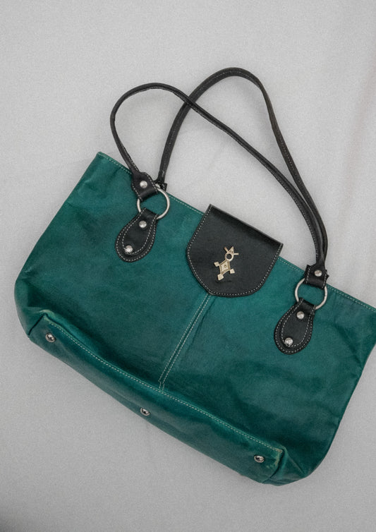 Sac en cuir vert canard